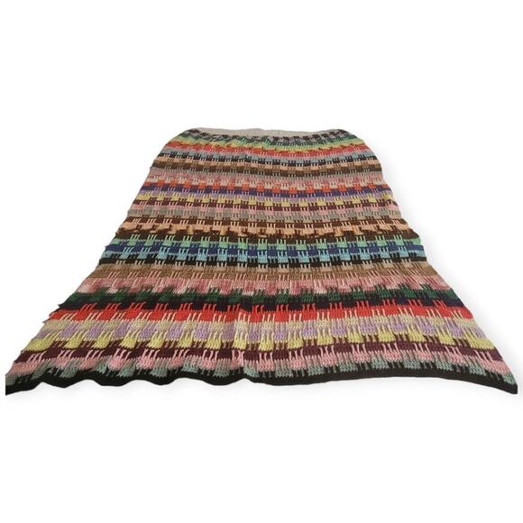 Vintage Hand Made Crochet Striped Lap Blanket Handmade - Picture 3 of 8